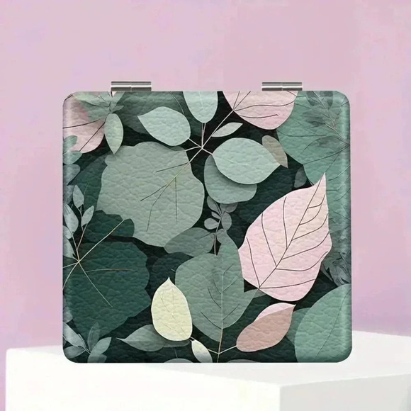 Faux Leather Handheld Folding Mirror for Women - Picture 2 of 3